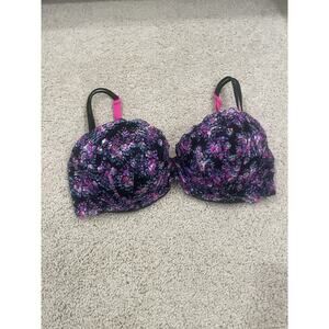 PINK Victoria’s Secret Floral Lace Wired Push-up Bra 34D 34 D VS